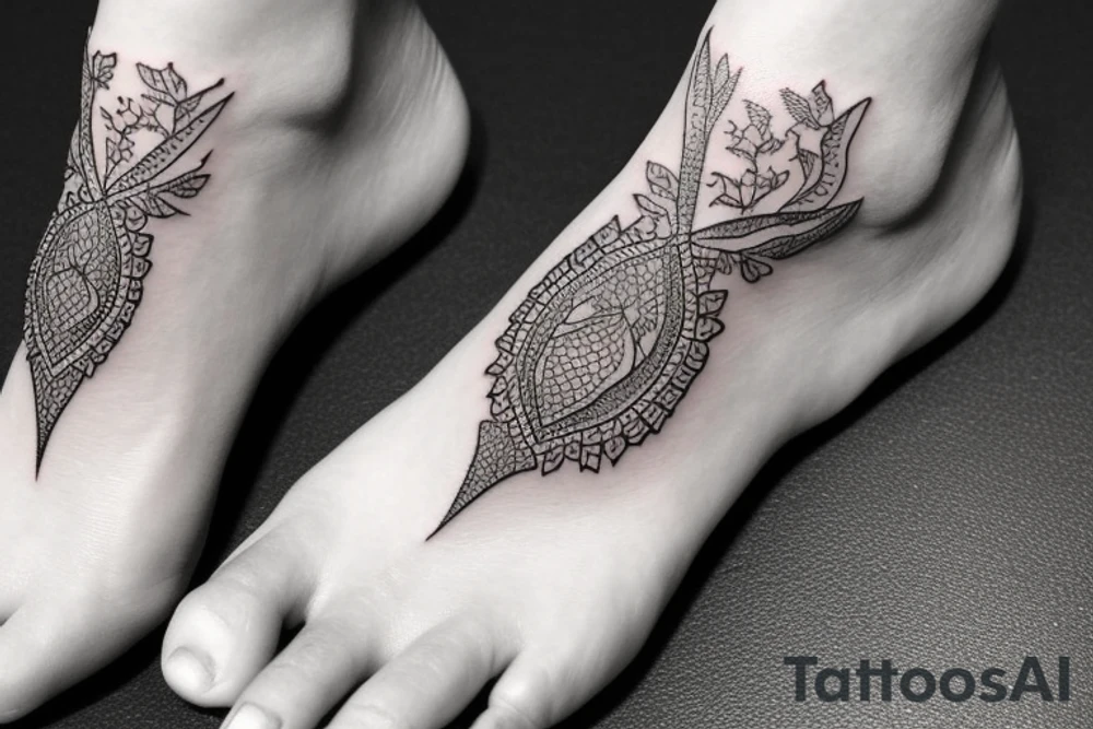 pair bracelete around ankle tattoo idea