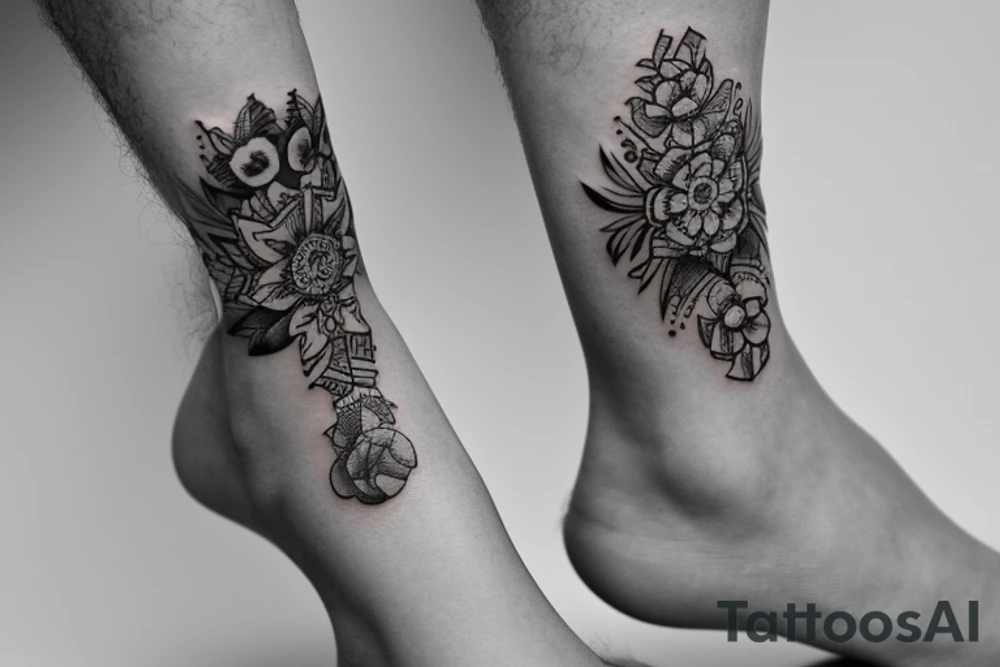 pair bracelete around ankle tattoo idea