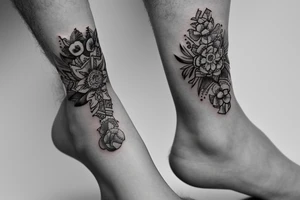pair bracelete around ankle tattoo idea