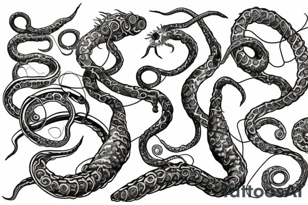 tentacle vith vine and barbel wire tattoo idea
