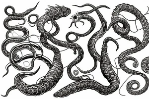 tentacle vith vine and barbel wire tattoo idea