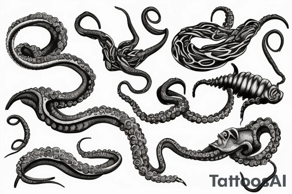 tentacle vith vine and barbel wire tattoo idea