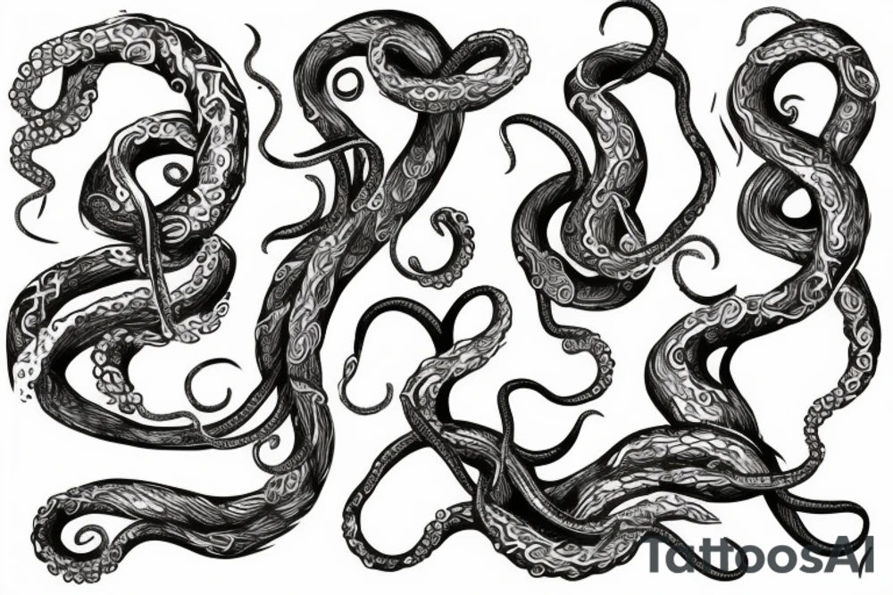 tentacle with vine and barbel wire tattoo idea