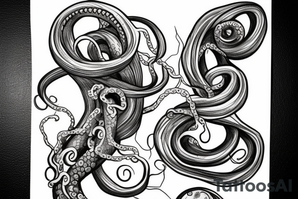 tentacle with vine and barbel wire tattoo idea