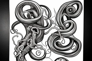 tentacle with vine and barbel wire tattoo idea