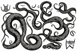 tentacle with vine, wire barbel and joker tattoo idea