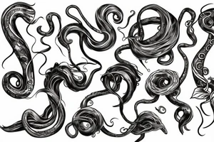 tentacle with vine, wire barbel and joker tattoo idea