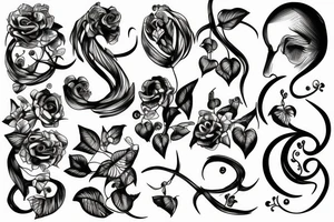 vine with wire barbel and joker tattoo idea