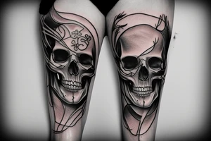 half skull half face tattoo idea