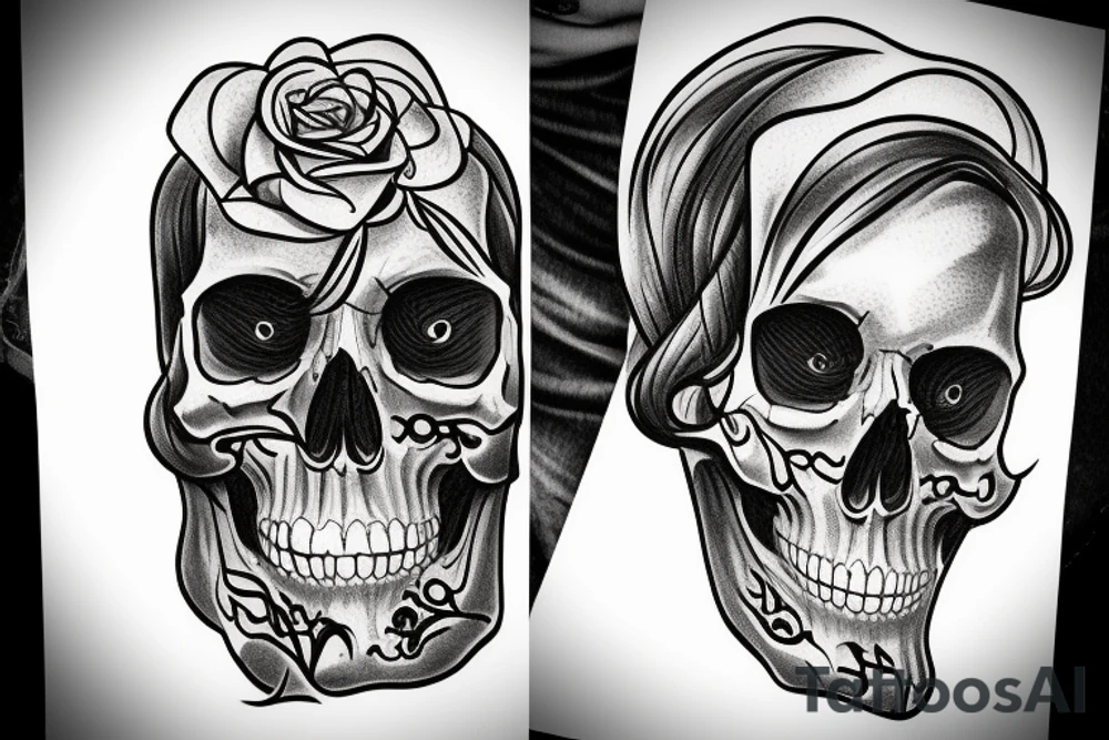 half skull face tattoo idea