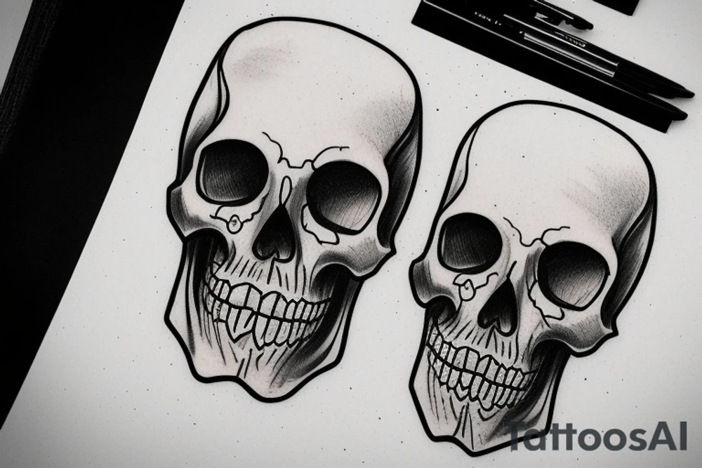half skull face hour glass tattoo idea