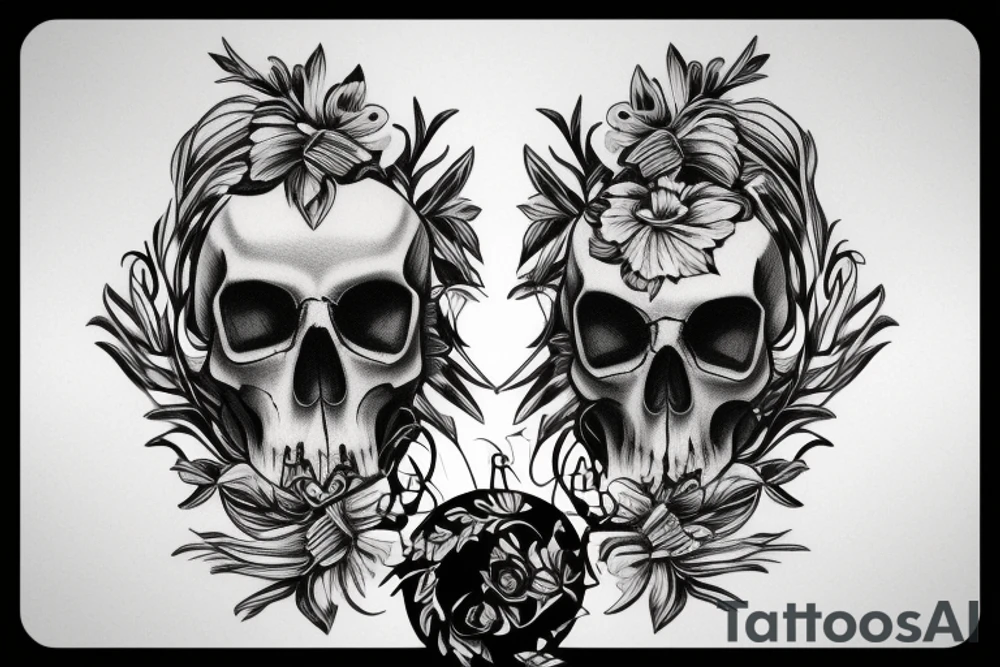 half skull face hour glass tattoo idea