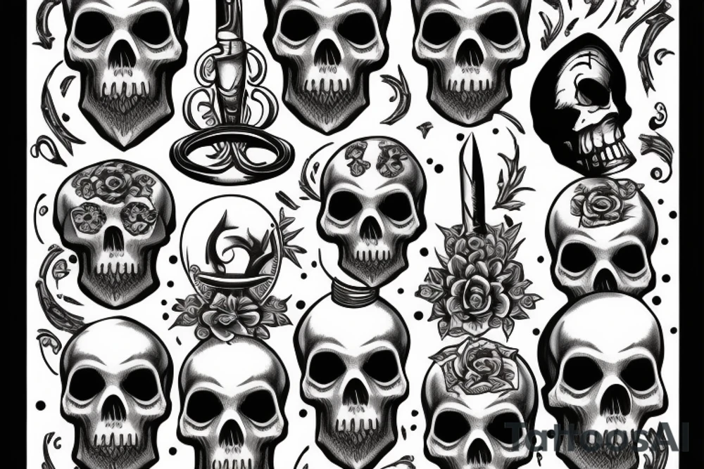 skull with dagger tattoo idea