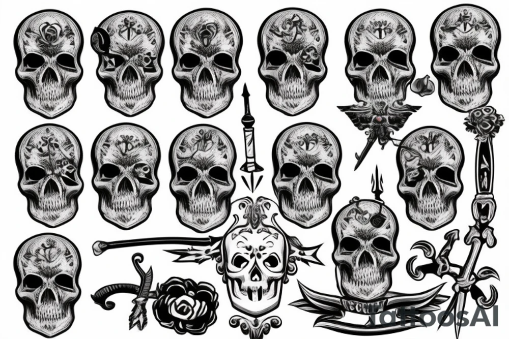 skull with dagger tattoo idea
