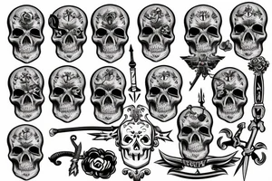 skull with dagger tattoo idea