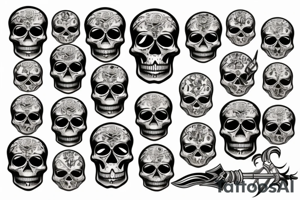skull with dagger tattoo idea