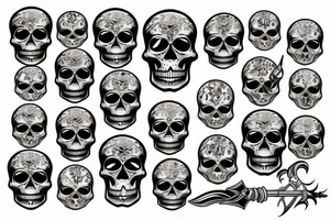 skull with dagger tattoo idea