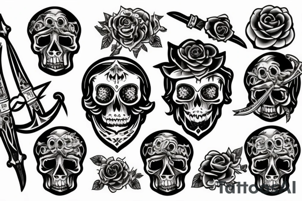 skull with dagger tattoo idea