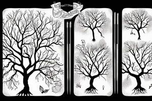 The tree with its roots and its family with two little daughters tattoo idea