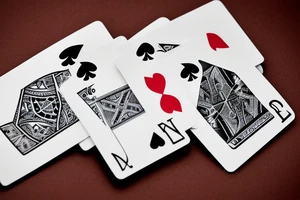 6 old worn playing cards in an arch w tattoo idea
