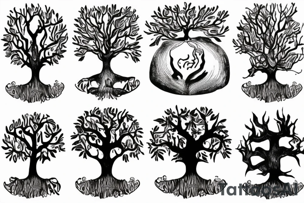 A four-member family and the roots of a tree tattoo idea