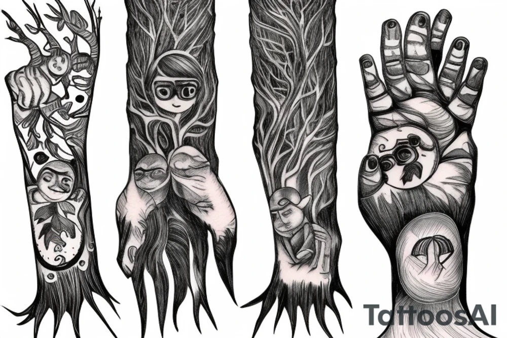 A four-member family and the roots of a tree tattoo idea