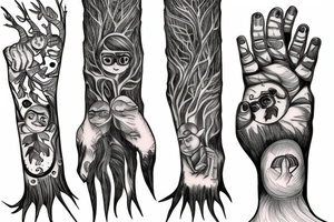 A four-member family and the roots of a tree tattoo idea