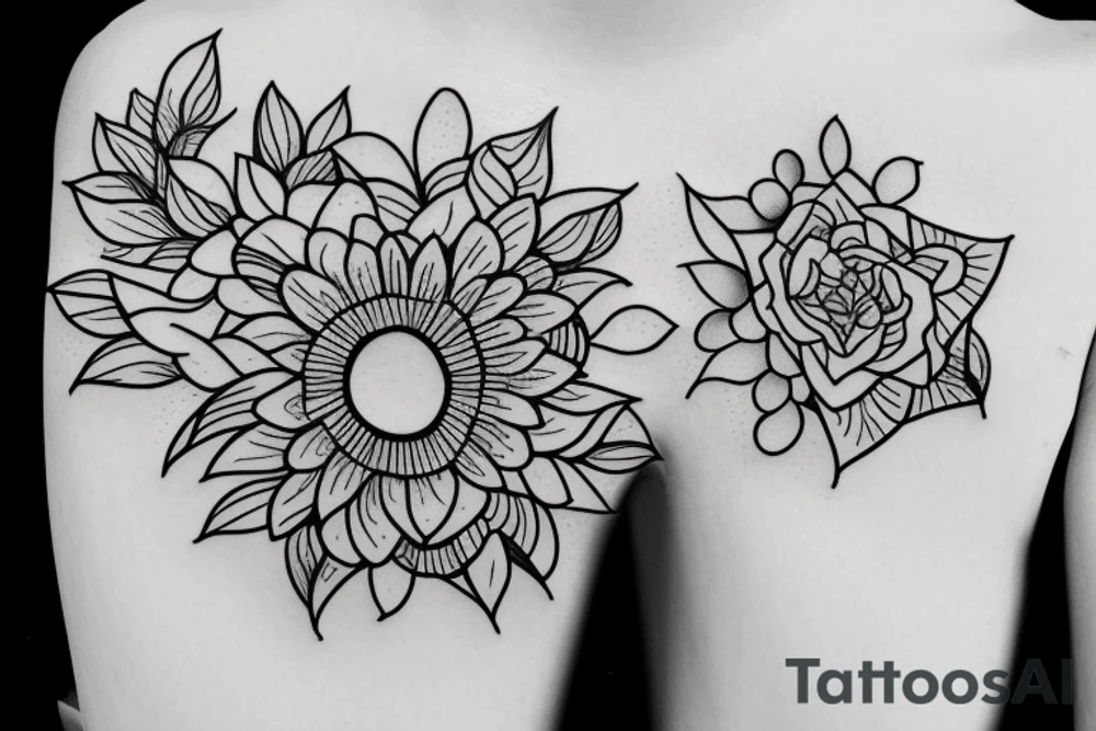 minimalistic flower based tattoo for collar bone tattoo idea