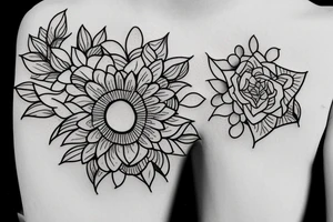 minimalistic flower based tattoo for collar bone tattoo idea