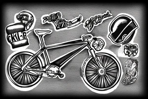 cyclist кide on gravel bike tattoo idea