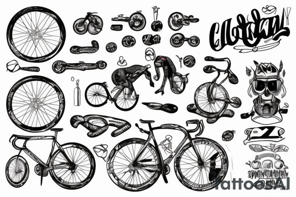 cyclist кide on gravel bike tattoo idea