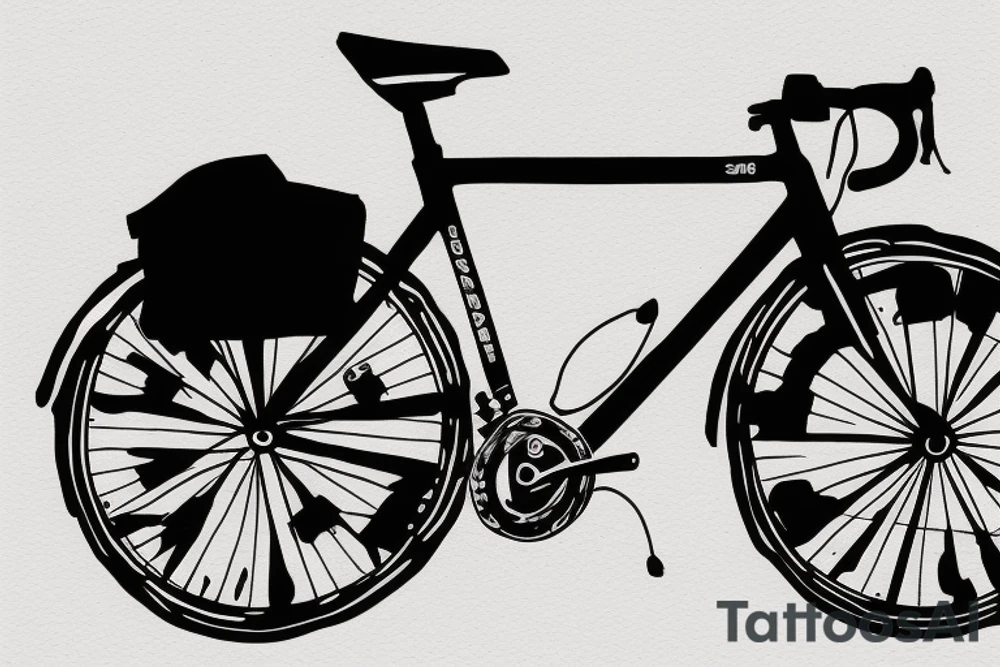 cyclist Ride on gravel bike tattoo idea