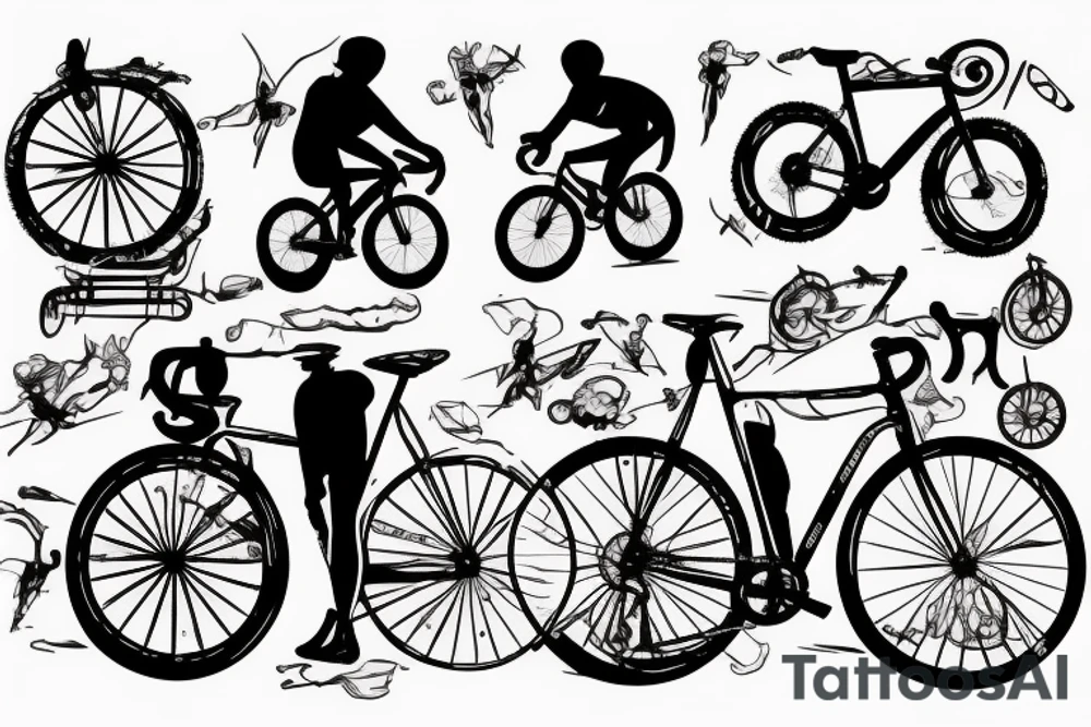 cyclist Ride on gravel bike tattoo idea