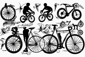 cyclist Ride on gravel bike tattoo idea