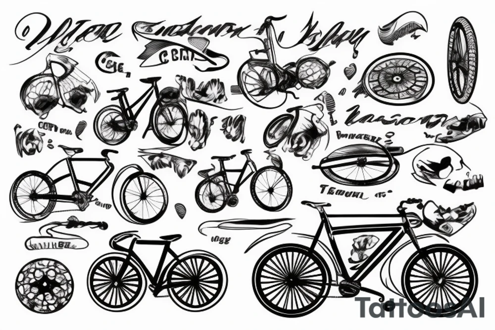 cyclist Ride on gravel bike back view tattoo idea