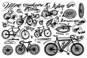 cyclist Ride on gravel bike back view tattoo idea