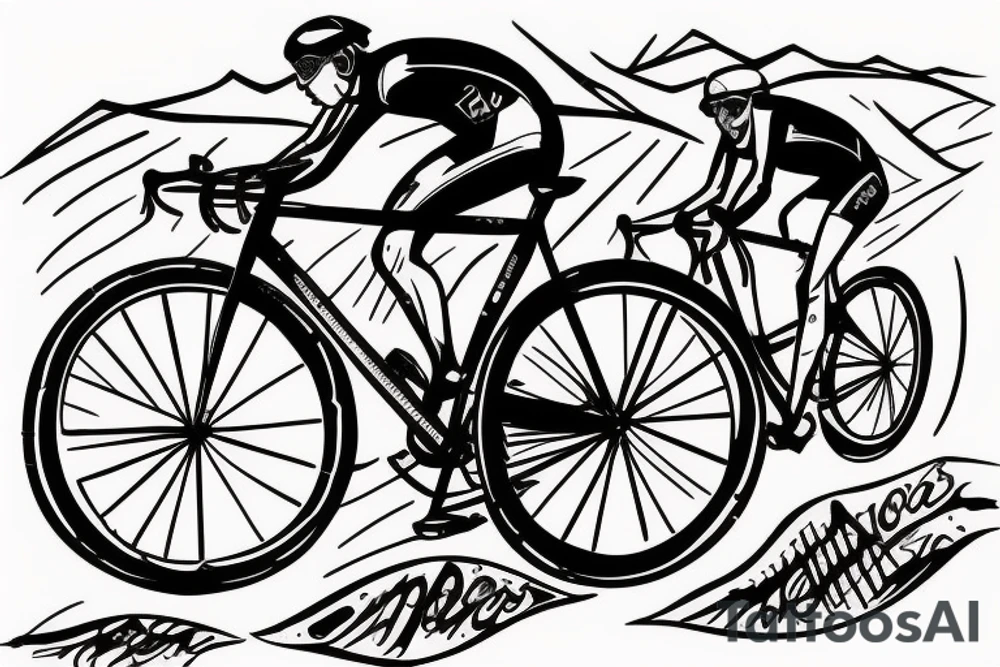 cyclist Ride on gravel bike back view tattoo idea