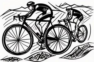 cyclist Ride on gravel bike back view tattoo idea