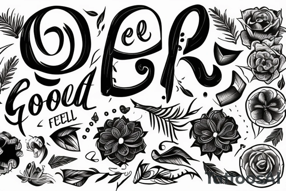 Feel good tattoo parlour written in script tattoo idea