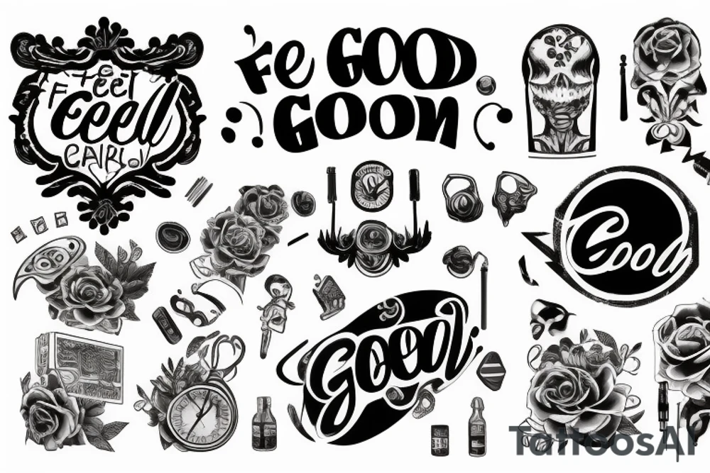 Feel good tattoo parlour written in script tattoo idea