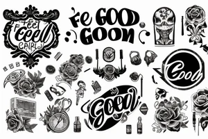 Feel good tattoo parlour written in script tattoo idea