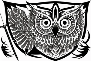 A scale with an owl and sword, justice tattoo idea