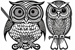 A scale with an owl and sword, justice tattoo idea