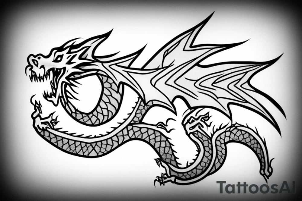 Screaming Dragon in a square tattoo idea