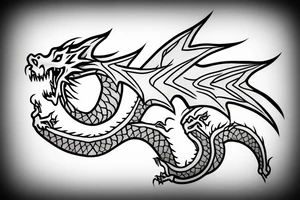 Screaming Dragon in a square tattoo idea