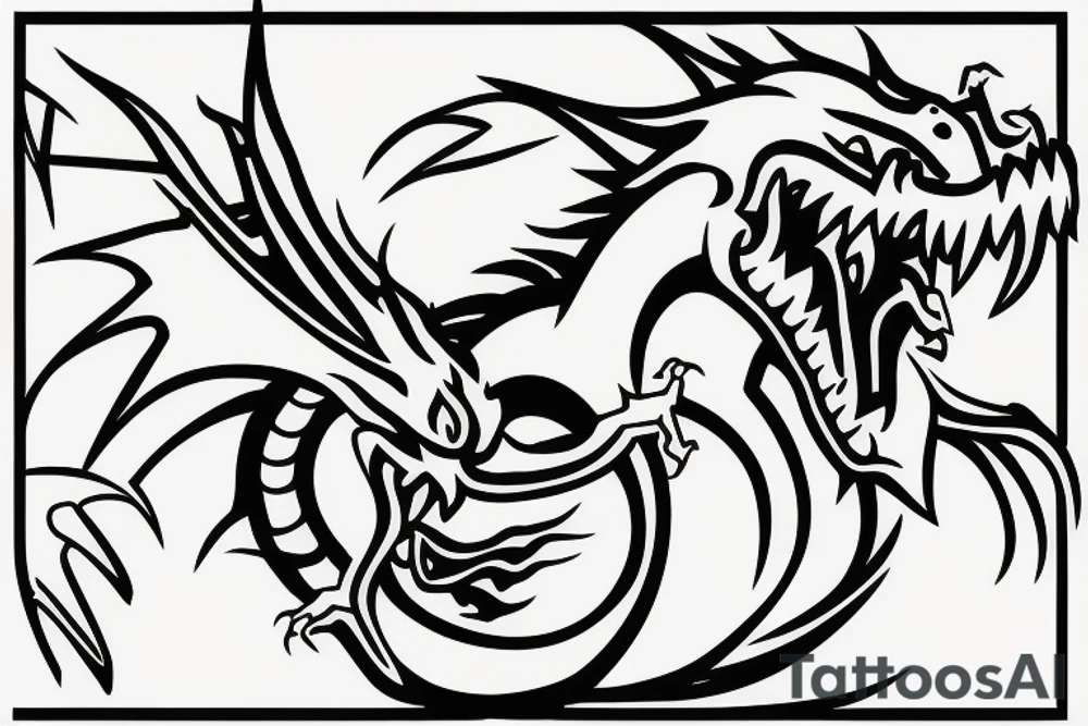 Screaming Dragon in a square tattoo idea