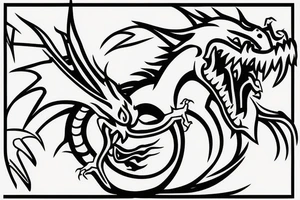 Screaming Dragon in a square tattoo idea