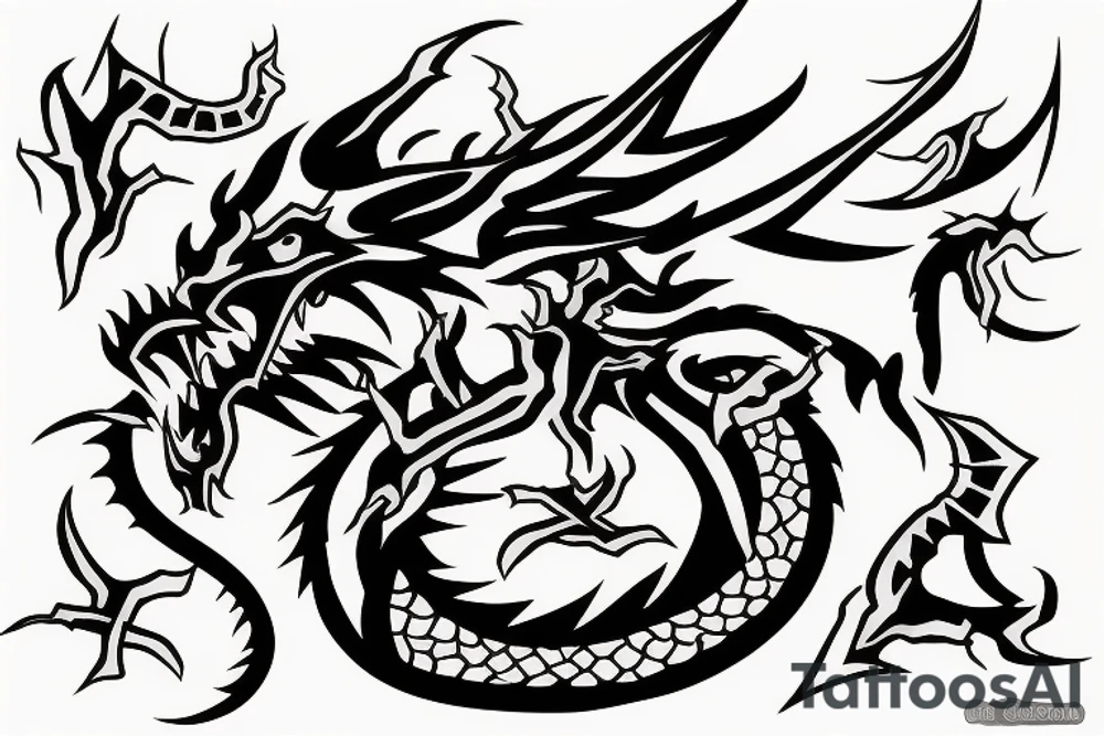 Screaming Dragon in a square tattoo idea