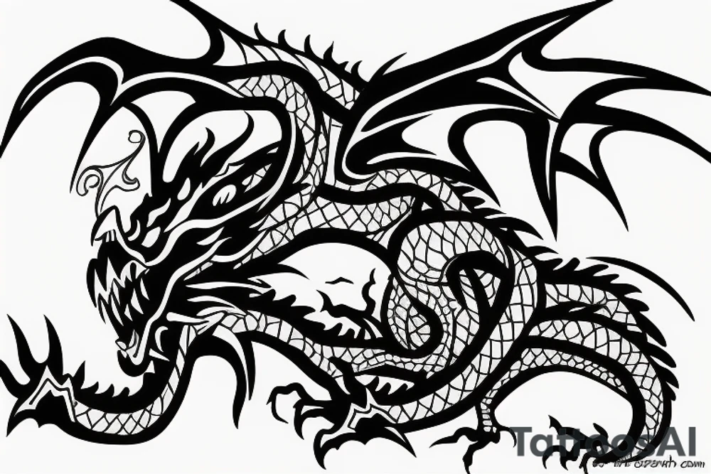 Screaming Dragon in a square tattoo idea