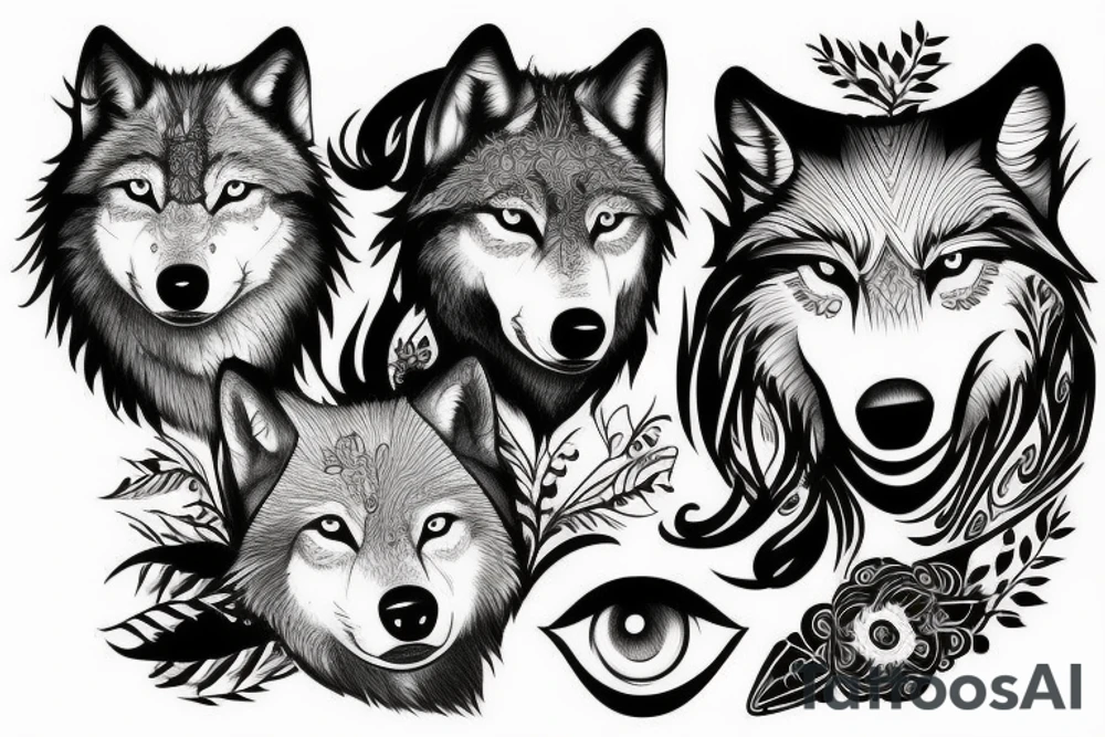a wolf with shining eyes tattoo idea